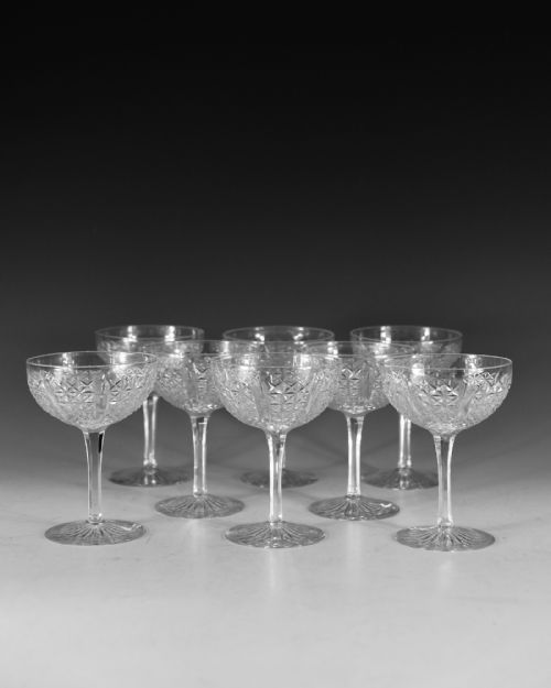 ANTIQUE CHAMPAGNE GLASSES SET OF EIGHT ENGLISH C1880 - ADDITIONAL PHOTO 1