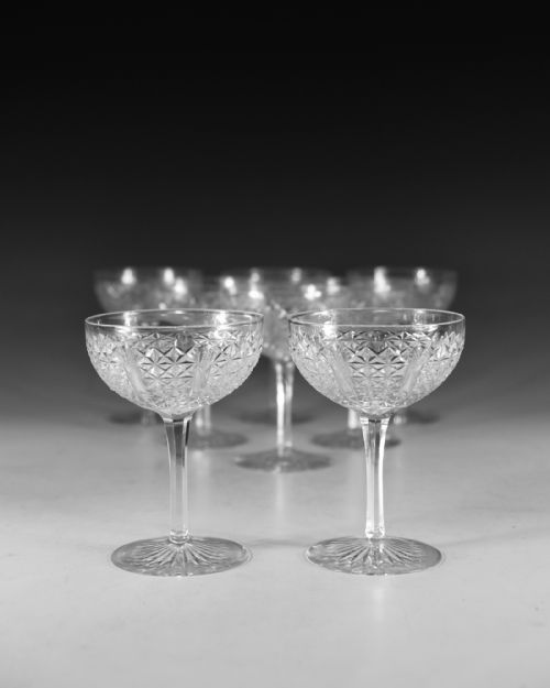ANTIQUE CHAMPAGNE GLASSES SET OF EIGHT ENGLISH C1880 - ADDITIONAL PHOTO 2