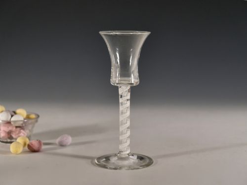 antique wine glass opaque twist english c1765 - CATEGORY: ANTIQUE GLASS - DATED 18TH CENTURY