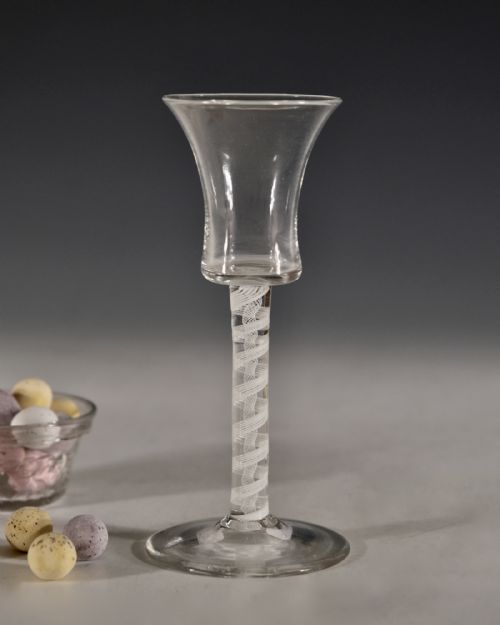 ANTIQUE WINE GLASS OPAQUE TWIST ENGLISH C1765 - ADDITIONAL PHOTO 1