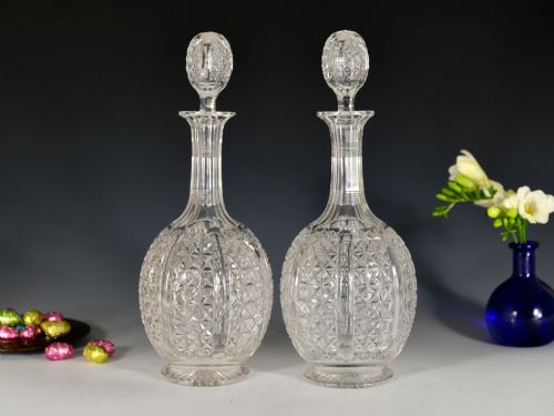 PAIR OF ANTIQUE DECANTERS ENGLISH C1880 - ADDITIONAL PHOTO 1