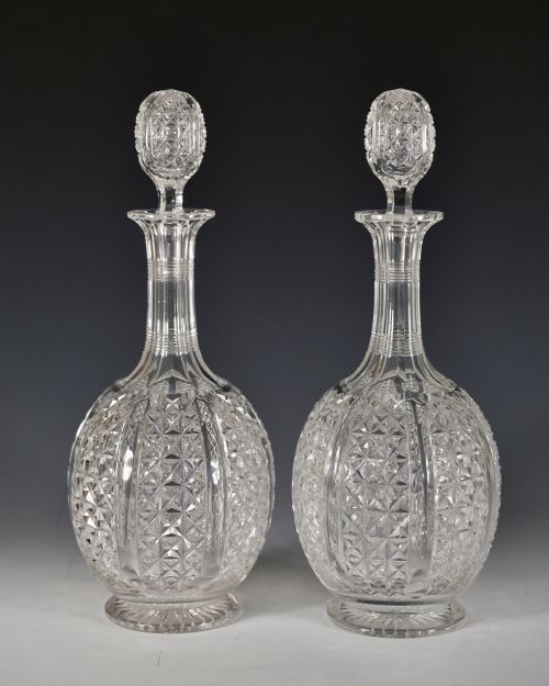 PAIR OF ANTIQUE DECANTERS ENGLISH C1880 - ADDITIONAL PHOTO 2