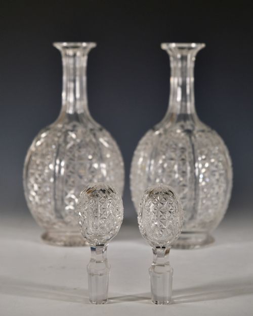 PAIR OF ANTIQUE DECANTERS ENGLISH C1880 - ADDITIONAL PHOTO 4