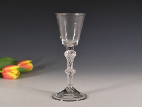 antique wine glass air twist english c1755 - CATEGORY: ANTIQUE GLASS - DATED 18TH CENTURY
