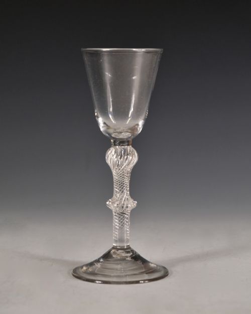 ANTIQUE WINE GLASS AIR TWIST ENGLISH C1755 - ADDITIONAL PHOTO 2