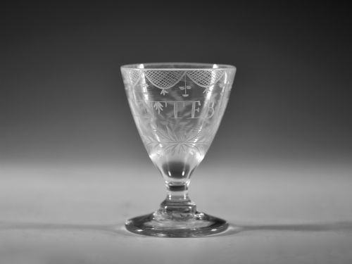antique rummer engraved english c1790 - CATEGORY: ANTIQUE GLASS - DATED 18TH CENTURY