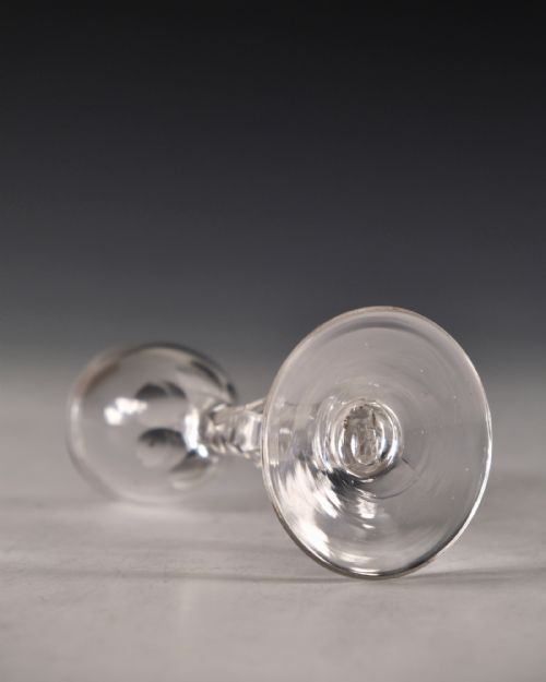 ANTIQUE WINE GLASS FACET STEM ENGLISH C1780 - ADDITIONAL PHOTO 2