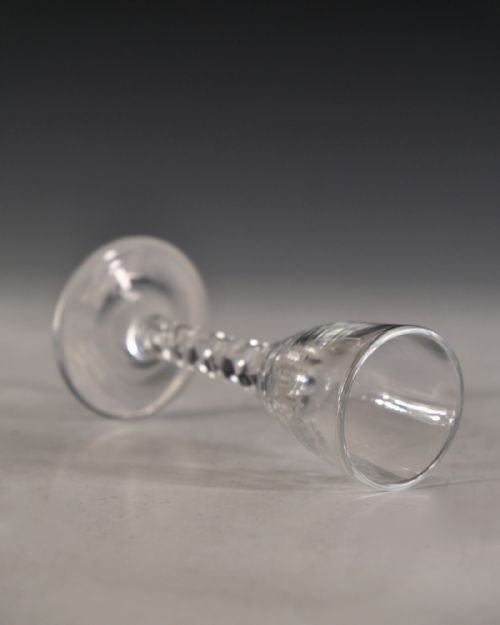 ANTIQUE WINE GLASS FACET STEM ENGLISH C1780 - ADDITIONAL PHOTO 5