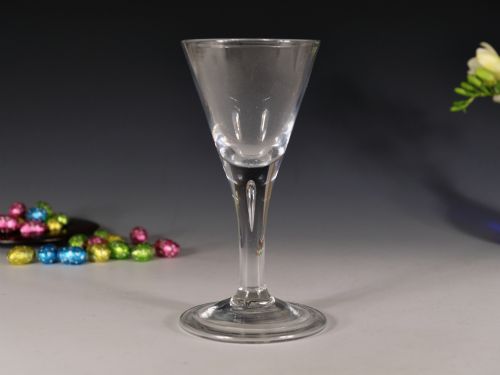 antique wine glass plain stem english c1750 - CATEGORY: ANTIQUE GLASS - DATED 18TH CENTURY