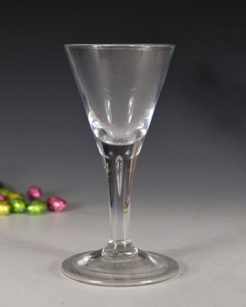 ANTIQUE WINE GLASS PLAIN STEM ENGLISH C1750 - ADDITIONAL PHOTO 1