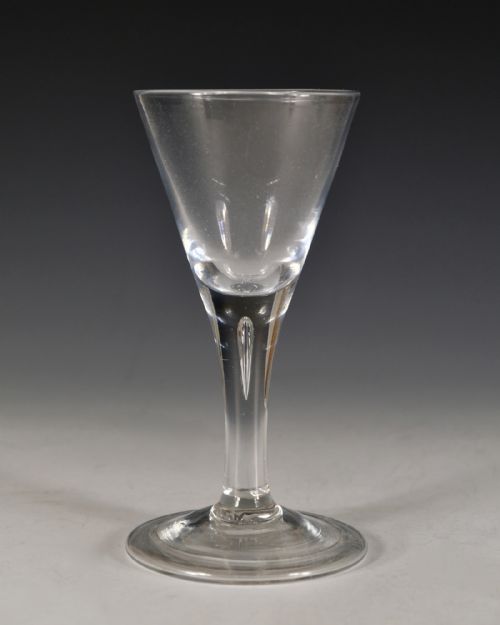 ANTIQUE WINE GLASS PLAIN STEM ENGLISH C1750 - ADDITIONAL PHOTO 2