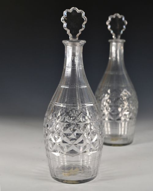 ANTIQUE PAIR OF DECANTERS INDIAN CLUB ENGLISH C1770 - ADDITIONAL PHOTO 2