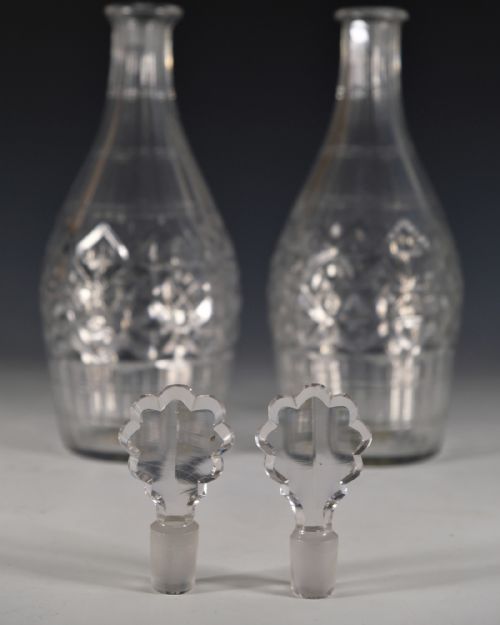 ANTIQUE PAIR OF DECANTERS INDIAN CLUB ENGLISH C1770 - ADDITIONAL PHOTO 3