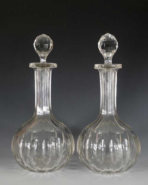 ANTIQUE PAIR OF DECANTERS MAGNUMS ENGLISH C1880 - ADDITIONAL PHOTO 1