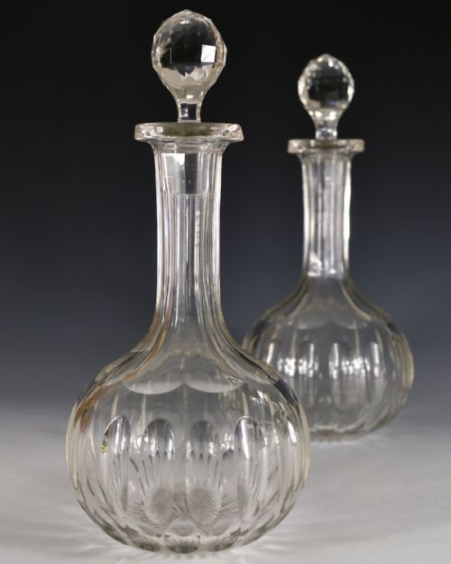ANTIQUE PAIR OF DECANTERS MAGNUMS ENGLISH C1880 - ADDITIONAL PHOTO 2