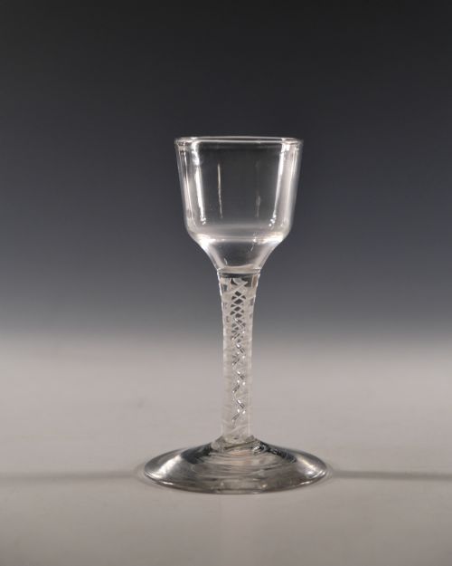 ANTIQUE WINE GLASS OPAQUE TWIST ENGLISH C1765 - ADDITIONAL PHOTO 1