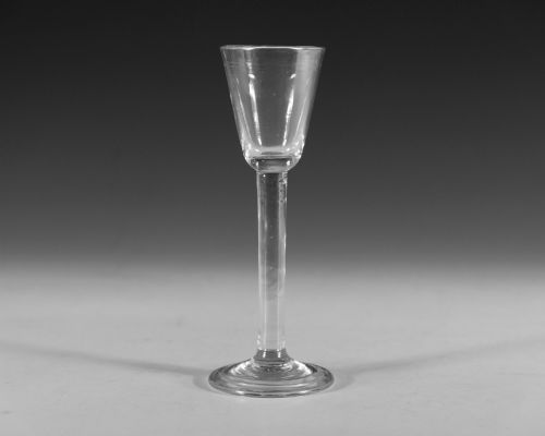 antique cordial glass plain stem english c1750 - CATEGORY: ANTIQUE GLASS - DATED 18TH CENTURY