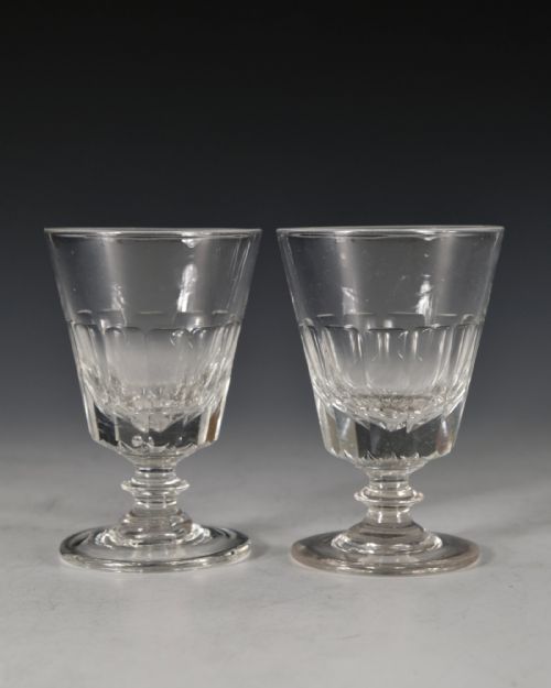 ANTIQUE GLASS RUMMER PAIR ENGLISH C1835 - ADDITIONAL PHOTO 1