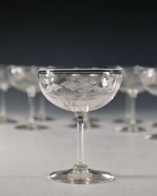 ANTIQUE CHAMPAGNE GLASSES SET OF 10 ENGLISH C190010 - ADDITIONAL PHOTO 3
