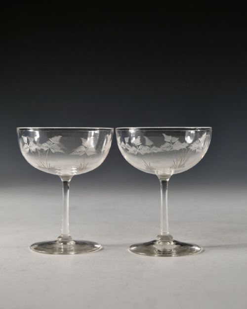 ANTIQUE CHAMPAGNE GLASSES SET OF 10 ENGLISH C190010 - ADDITIONAL PHOTO 4
