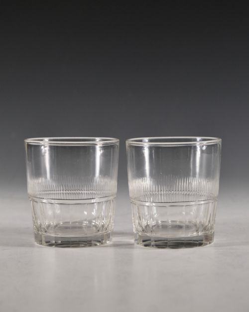 ANTIQUE GLASS TUMBLERS PAIR ENGLISH C1820 - ADDITIONAL PHOTO 1