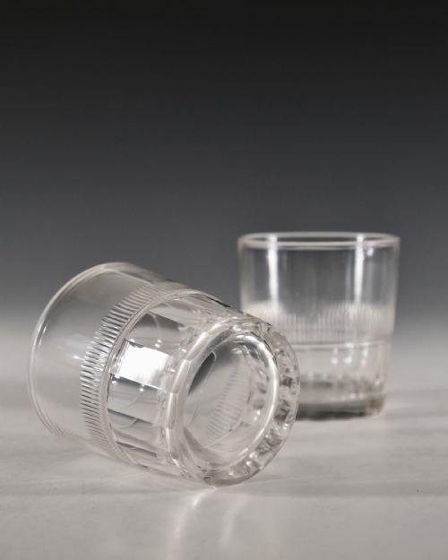 ANTIQUE GLASS TUMBLERS PAIR ENGLISH C1820 - ADDITIONAL PHOTO 2