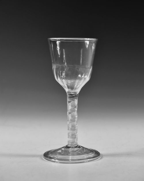 ANTIQUE WINE GLASS AIR TWIST ENGLISH C1755 - ADDITIONAL PHOTO 1