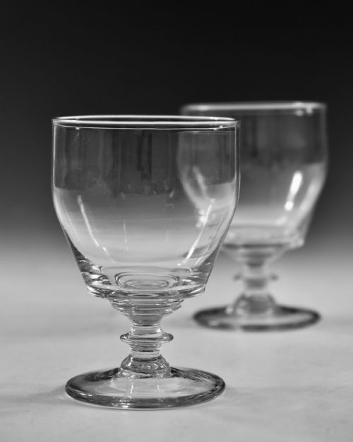 ANTIQUE GLASS RUMMERS PAIR ENGLISH C1820 - ADDITIONAL PHOTO 2