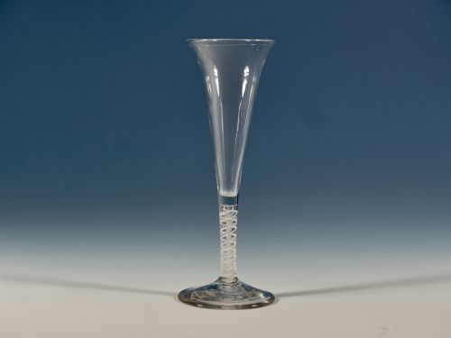 antique wine glass opaque twist english c1765 - CATEGORY: ANTIQUE GLASS - DATED 18TH CENTURY