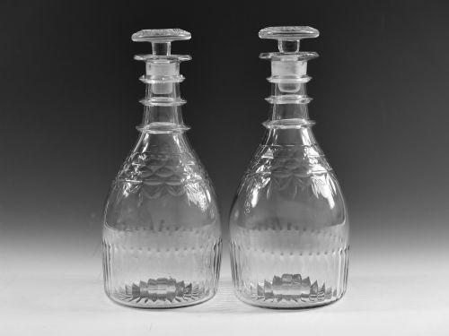 antique decanters pair irish c1820 - CATEGORY: ANTIQUE GLASS - DATED GEORGIAN
