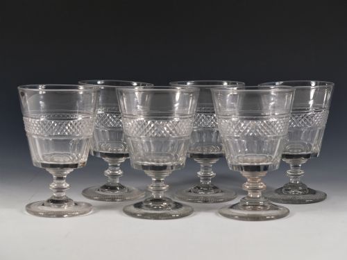antique glass set of six rummers english c1820 - CATEGORY: ANTIQUE GLASS - DATED GEORGIAN