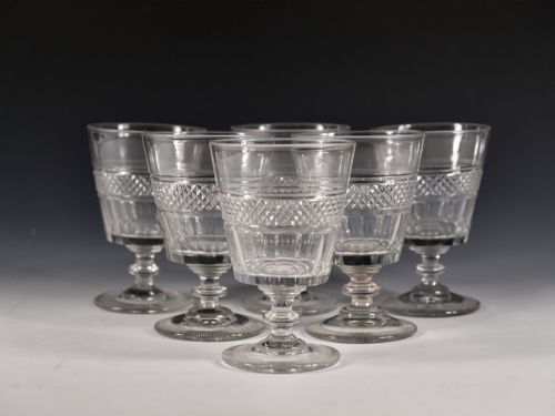 ANTIQUE GLASS SET OF SIX RUMMERS ENGLISH C1820 - ADDITIONAL PHOTO 1