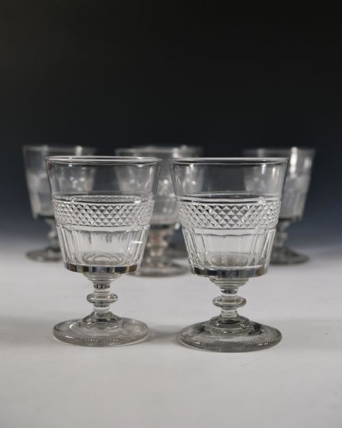 ANTIQUE GLASS SET OF SIX RUMMERS ENGLISH C1820 - ADDITIONAL PHOTO 2