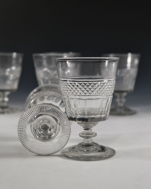 ANTIQUE GLASS SET OF SIX RUMMERS ENGLISH C1820 - ADDITIONAL PHOTO 4