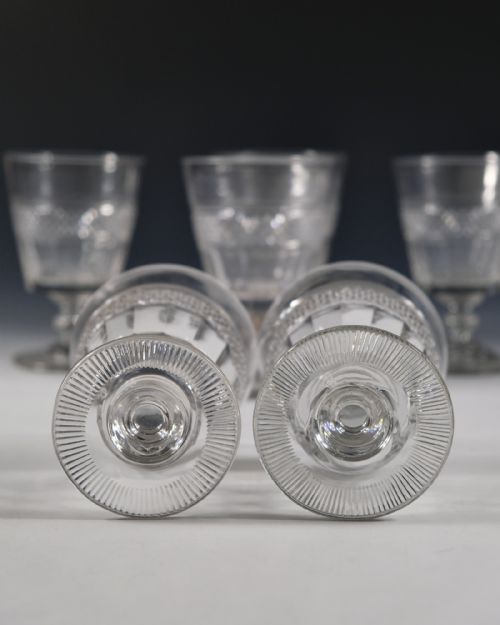 ANTIQUE GLASS SET OF SIX RUMMERS ENGLISH C1820 - ADDITIONAL PHOTO 5