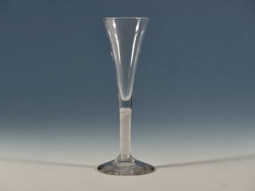 antique wine glass opaque twist flute english c1765 - CATEGORY: ANTIQUE GLASS - DATED 18TH CENTURY