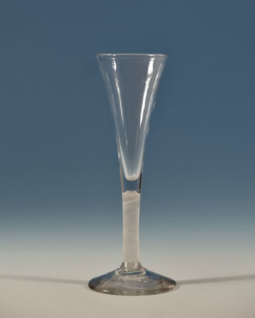 ANTIQUE WINE GLASS OPAQUE TWIST FLUTE ENGLISH C1765 - ADDITIONAL PHOTO 1