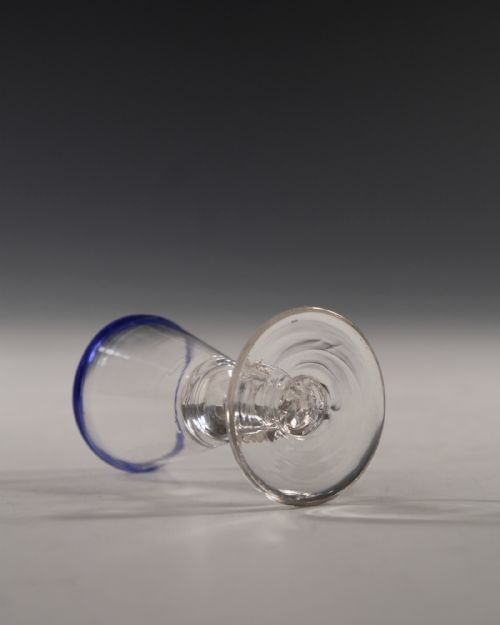 ANTIQUE GLASS DRAM WITH BLUE RIM ENGLISH C1820 - ADDITIONAL PHOTO 2