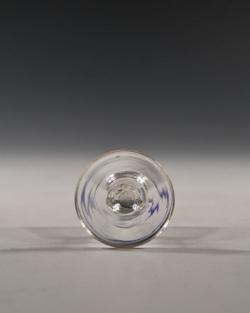 ANTIQUE GLASS DRAM WITH BLUE RIM ENGLISH C1820 - ADDITIONAL PHOTO 4