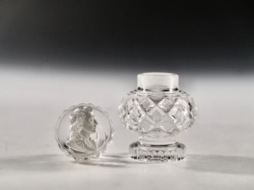 antique glass scent bottle sulphide c1830 - CATEGORY: ANTIQUE GLASS - DATED GEORGIAN