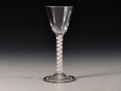 antique glass opaque twist wine glass english c1765 - CATEGORY: ANTIQUE GLASS - DATED 18TH CENTURY
