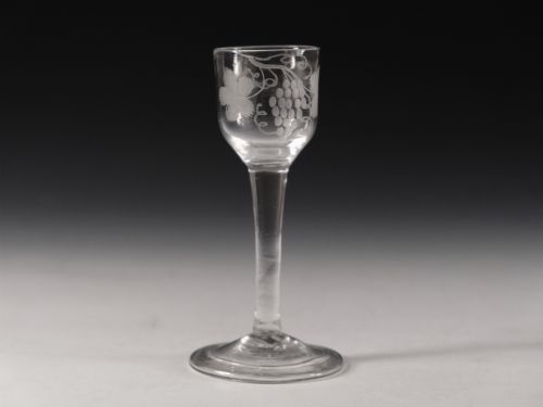 antique wine glass plain stem english c1760 - CATEGORY: ANTIQUE GLASS - DATED 18TH CENTURY