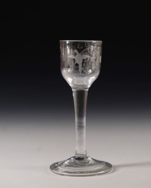 ANTIQUE WINE GLASS PLAIN STEM ENGLISH C1760 - ADDITIONAL PHOTO 1