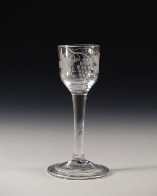 ANTIQUE WINE GLASS PLAIN STEM ENGLISH C1760 - ADDITIONAL PHOTO 2