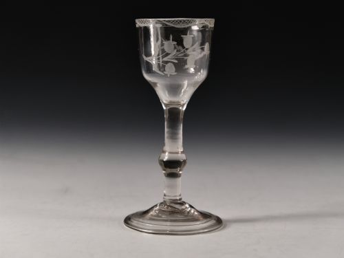antique glass balustroid wine english c1750 - CATEGORY: ANTIQUE GLASS - DATED 18TH CENTURY