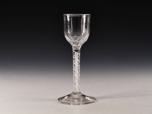 antique glass wine glass double series air twist english c1755 - CATEGORY: ANTIQUE GLASS - DATED 18TH CENTURY