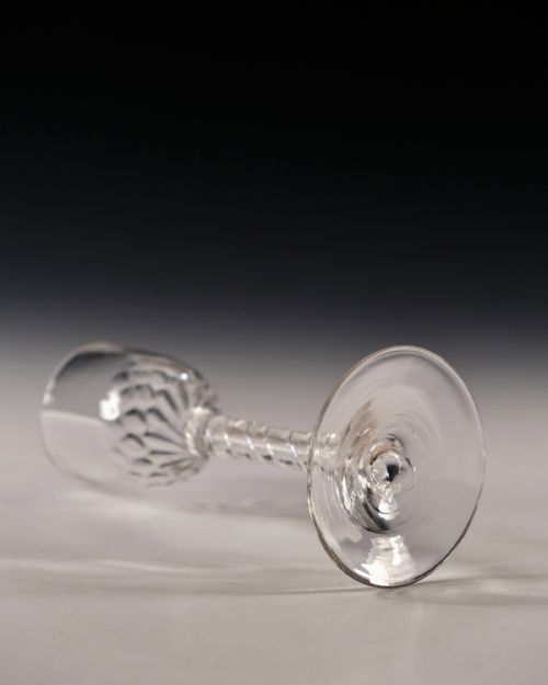ANTIQUE GLASS WINE GLASS DOUBLE SERIES AIR TWIST ENGLISH C1755 - ADDITIONAL PHOTO 2