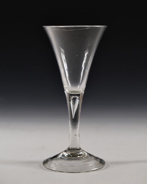 ANTIQUE GLASS PLAIN STEM WINE GLASS ENGLISH C1750 - ADDITIONAL PHOTO 1