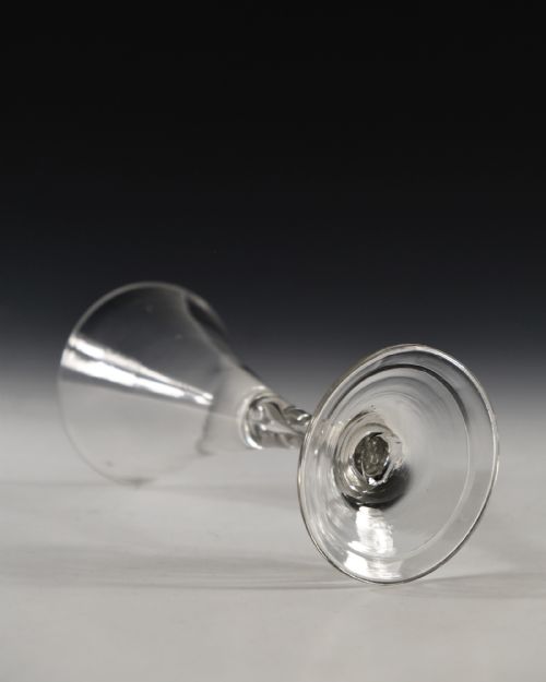 ANTIQUE GLASS PLAIN STEM WINE GLASS ENGLISH C1750 - ADDITIONAL PHOTO 2