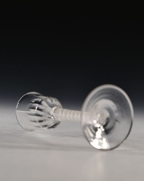 ANTIQUE GLASS WINE GLASS DOUBLE SERIES OPAQUE TWIST ENGLISH C1755 - ADDITIONAL PHOTO 3